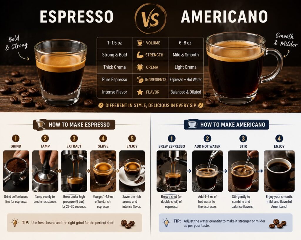 Espresso vs Americano: What's the Difference? Espresso vs Americano